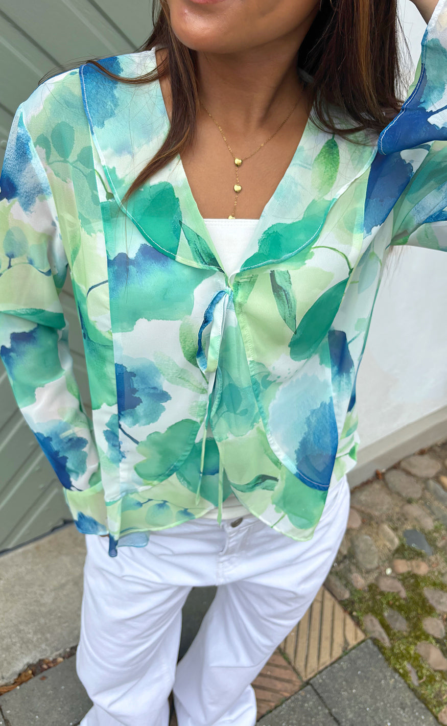 Say INA Copenhagen Topp - Laila - Blue / Green Flowers