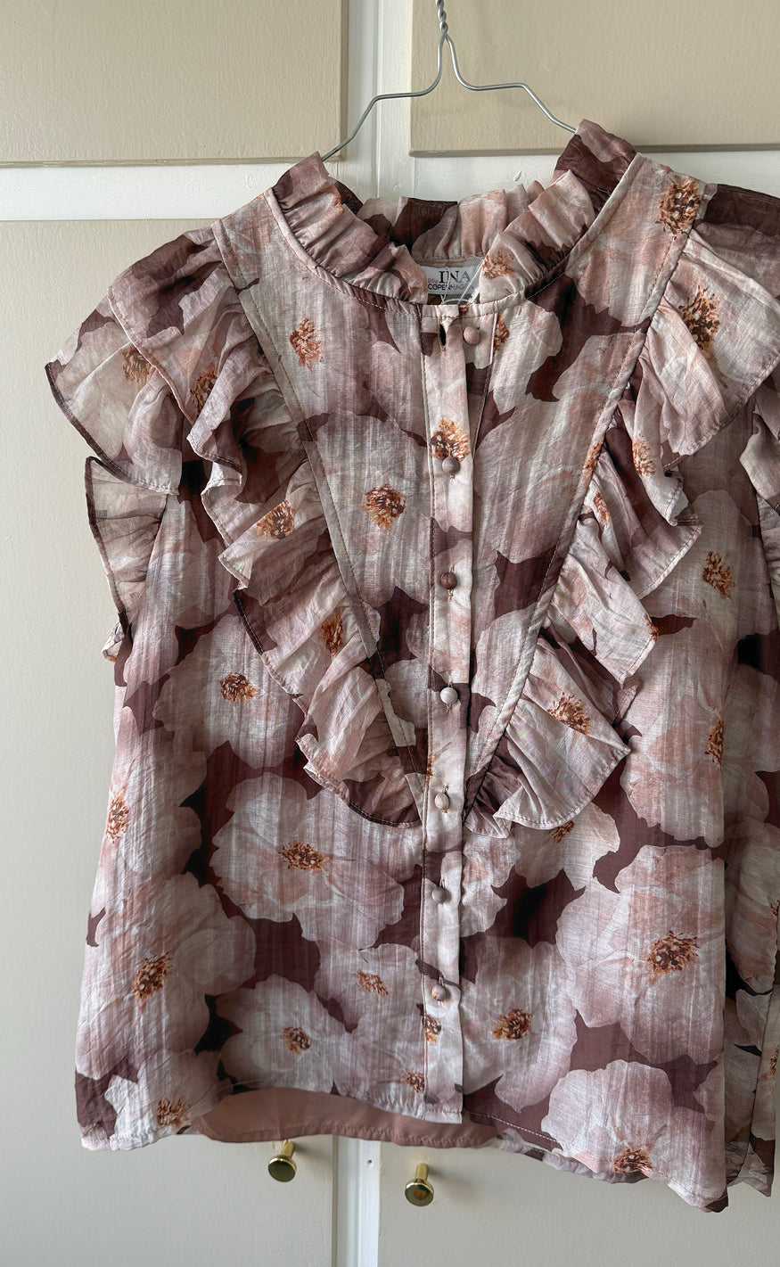 INA Copenhagen Topp - Zita - Brown Flowers
