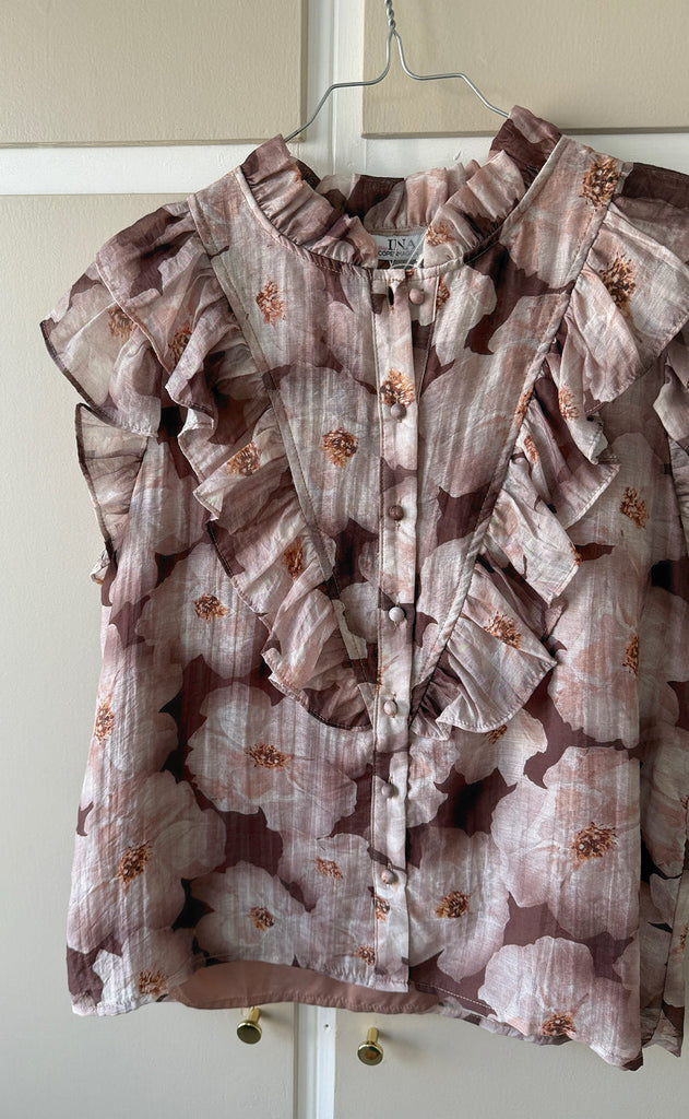 INA Copenhagen Topp - Zita - Brown Flowers