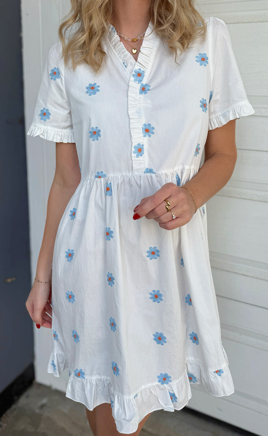 INA Copenhagen Kjole - Catja Summer - Blue Flower Embroidery