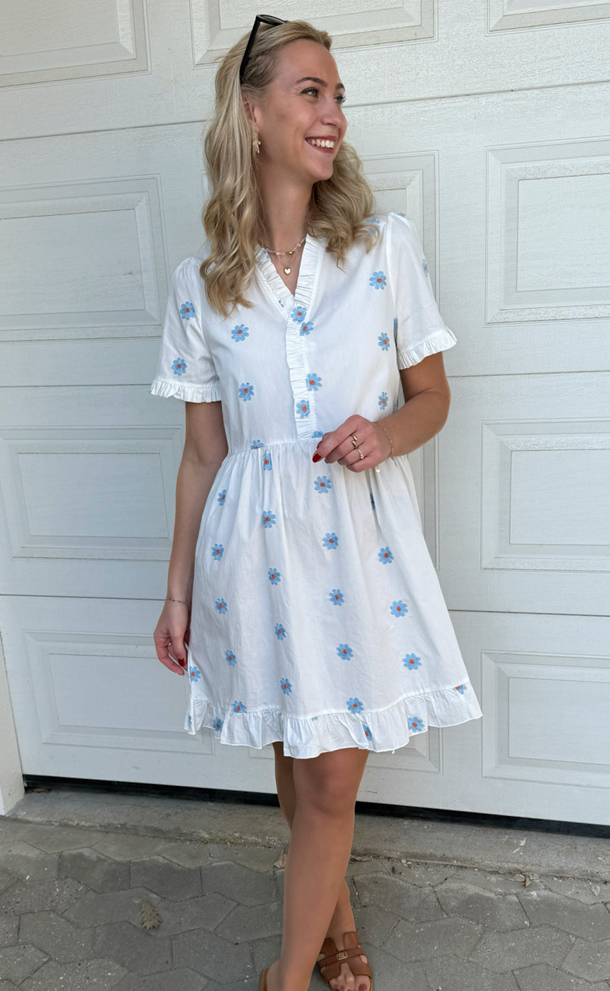 INA Copenhagen Kjole - Catja Summer - Blue Flower Embroidery