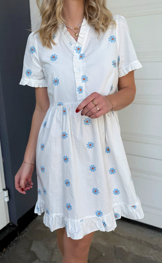 INA Copenhagen Kjole - Catja Summer - Blue Flower Embroidery