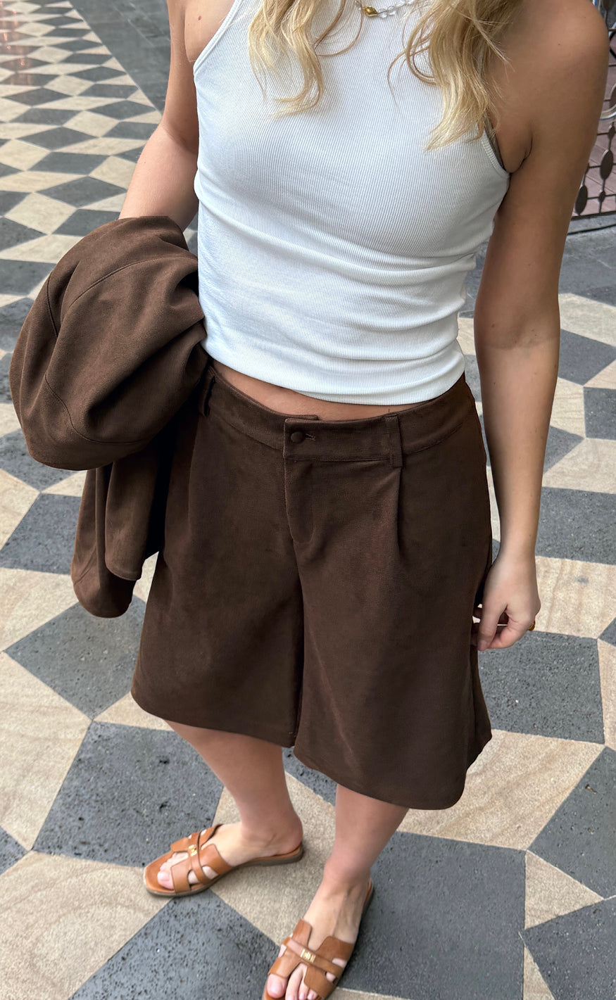 Say INA Copenhagen Shorts - Kathi Suede - Dark Brown