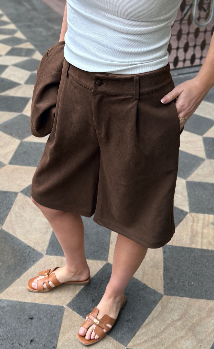 Say INA Copenhagen Shorts - Kathi Suede - Dark Brown