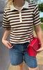 Say INA Copenhagen Polo T-Shirt - Pamela Summer - Brown Striped
