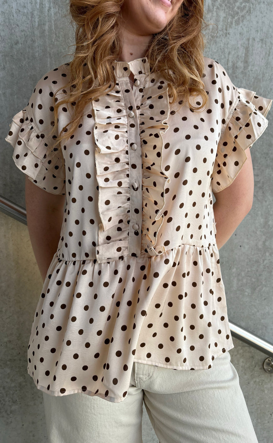 INA Copenhagen Topp - Freya - Beige Dots
