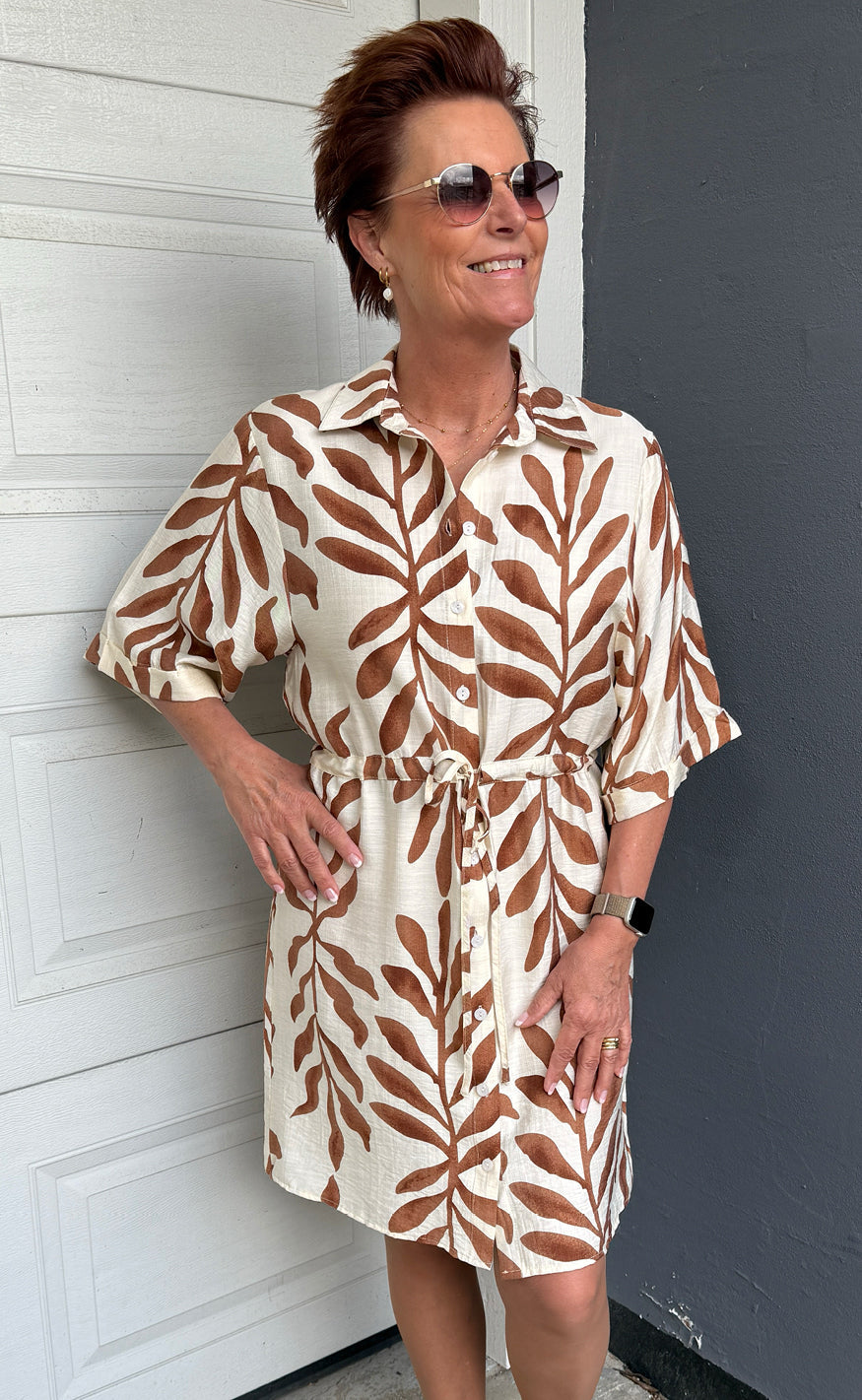 INA Copenhagen Kjole - Liana - Brown Leaf