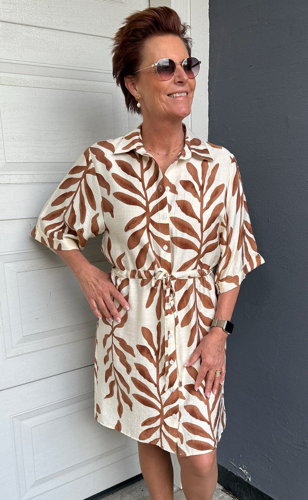 INA Copenhagen Kjole - Liana - Brown Leaf