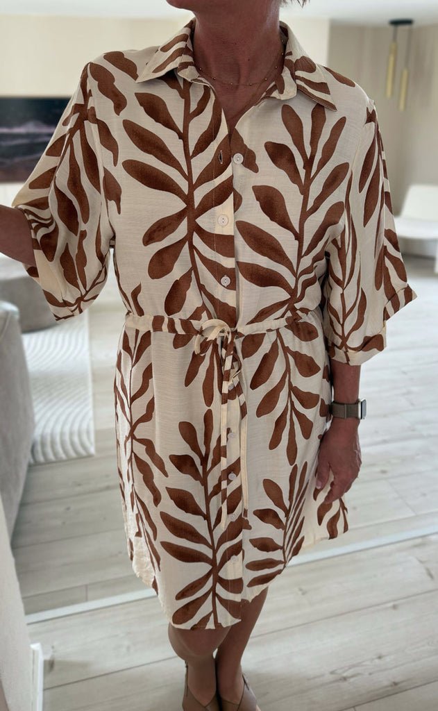 INA Copenhagen Kjole - Liana - Brown Leaf