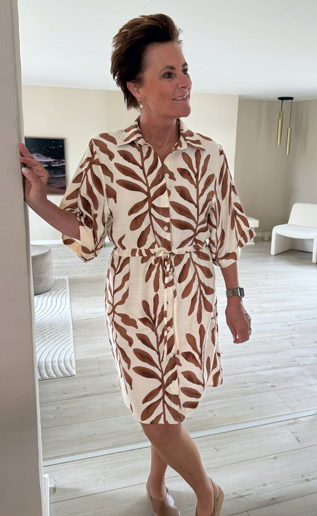 INA Copenhagen Kjole - Liana - Brown Leaf