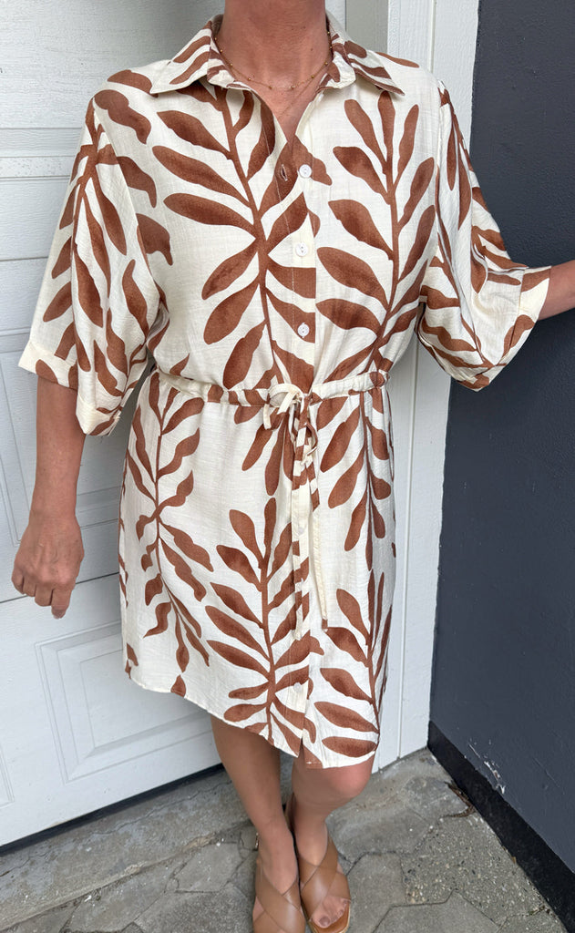 INA Copenhagen Kjole - Liana - Brown Leaf