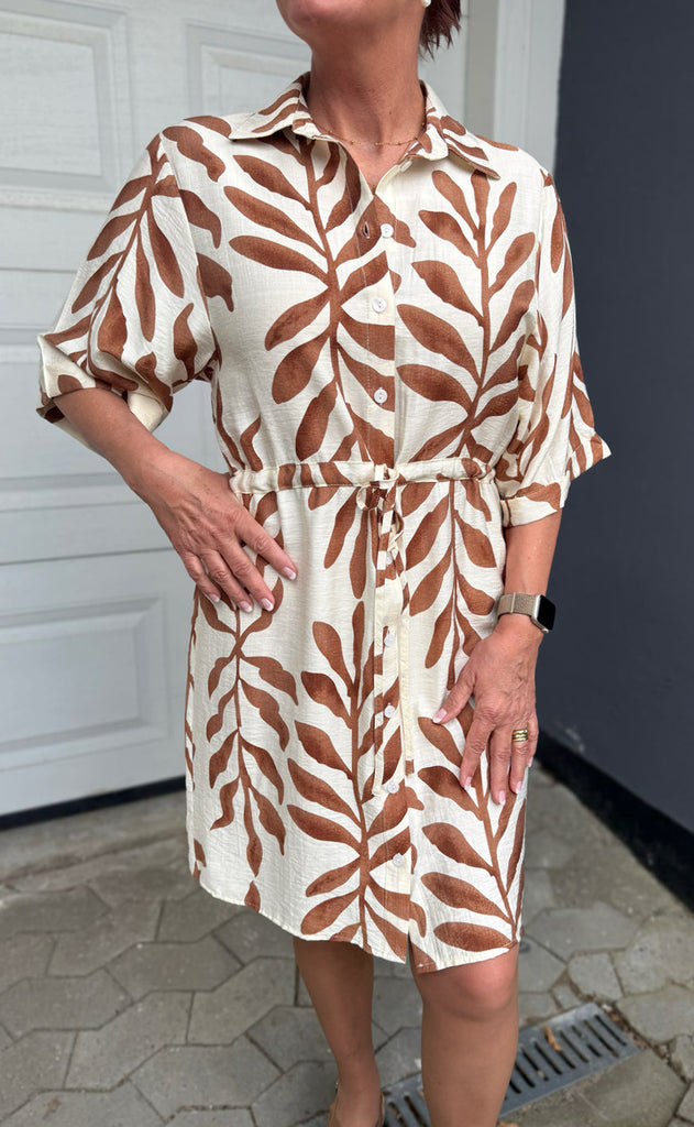 INA Copenhagen Kjole - Liana - Brown Leaf