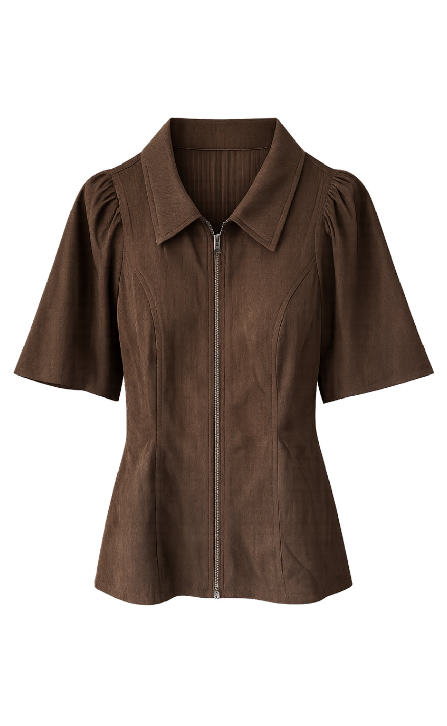 Say NA Copenhagen Bluse - Nora - Dark Brown Corduroy