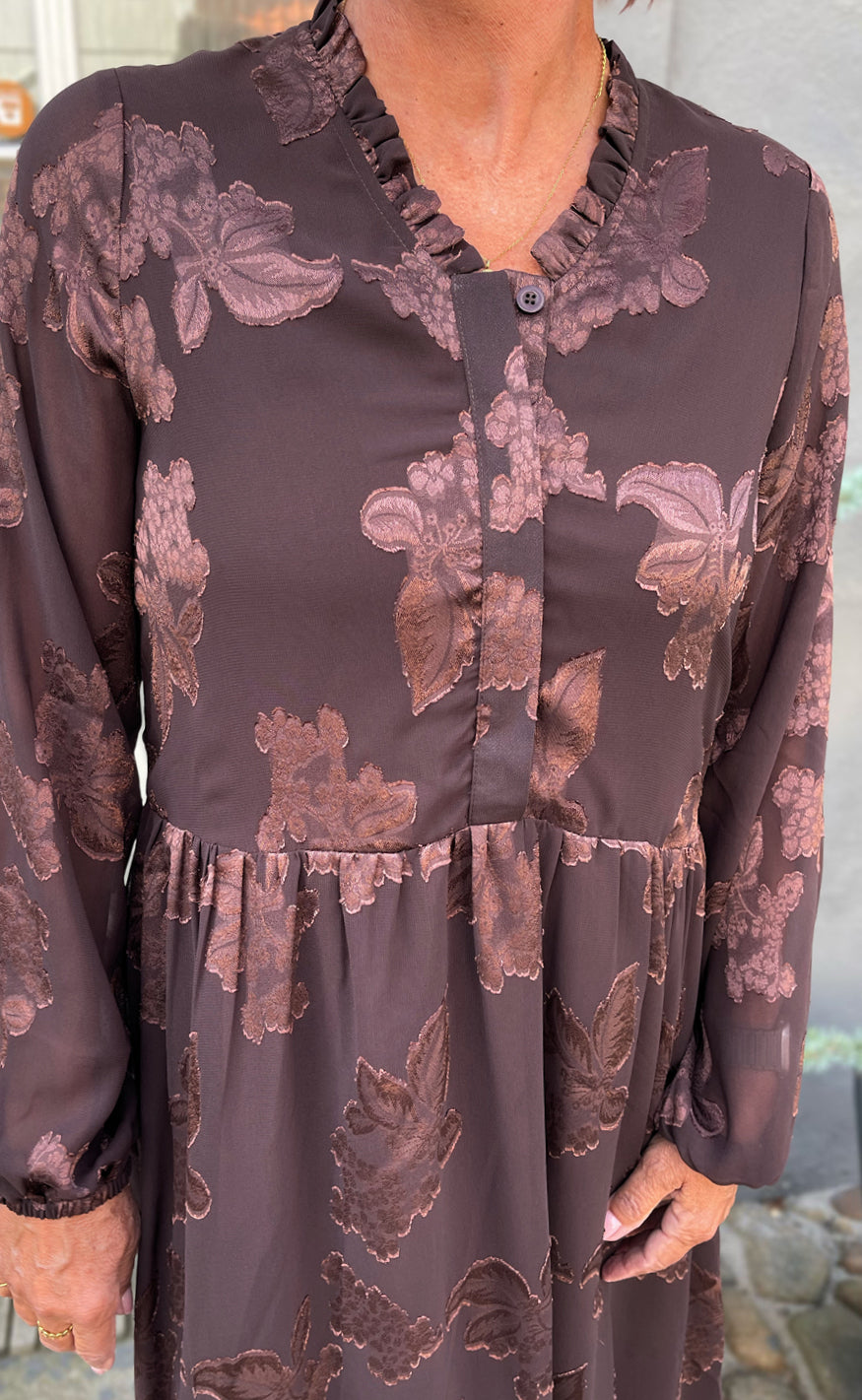 Say INA Copenhagen Kjole - Luna Long - Brown Flowers