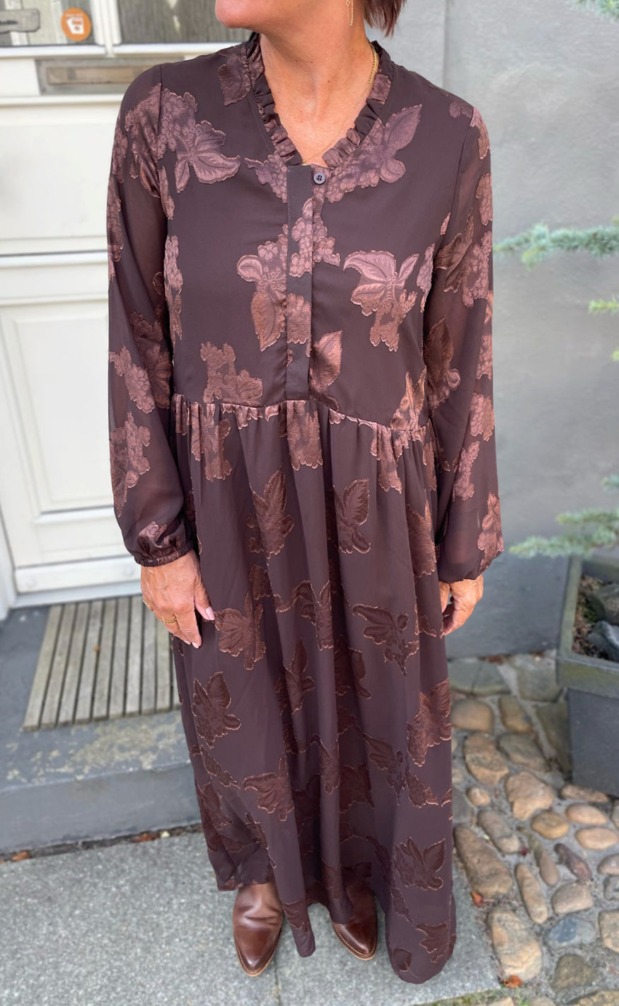 Say INA Copenhagen Kjole - Luna Long - Brown Flowers