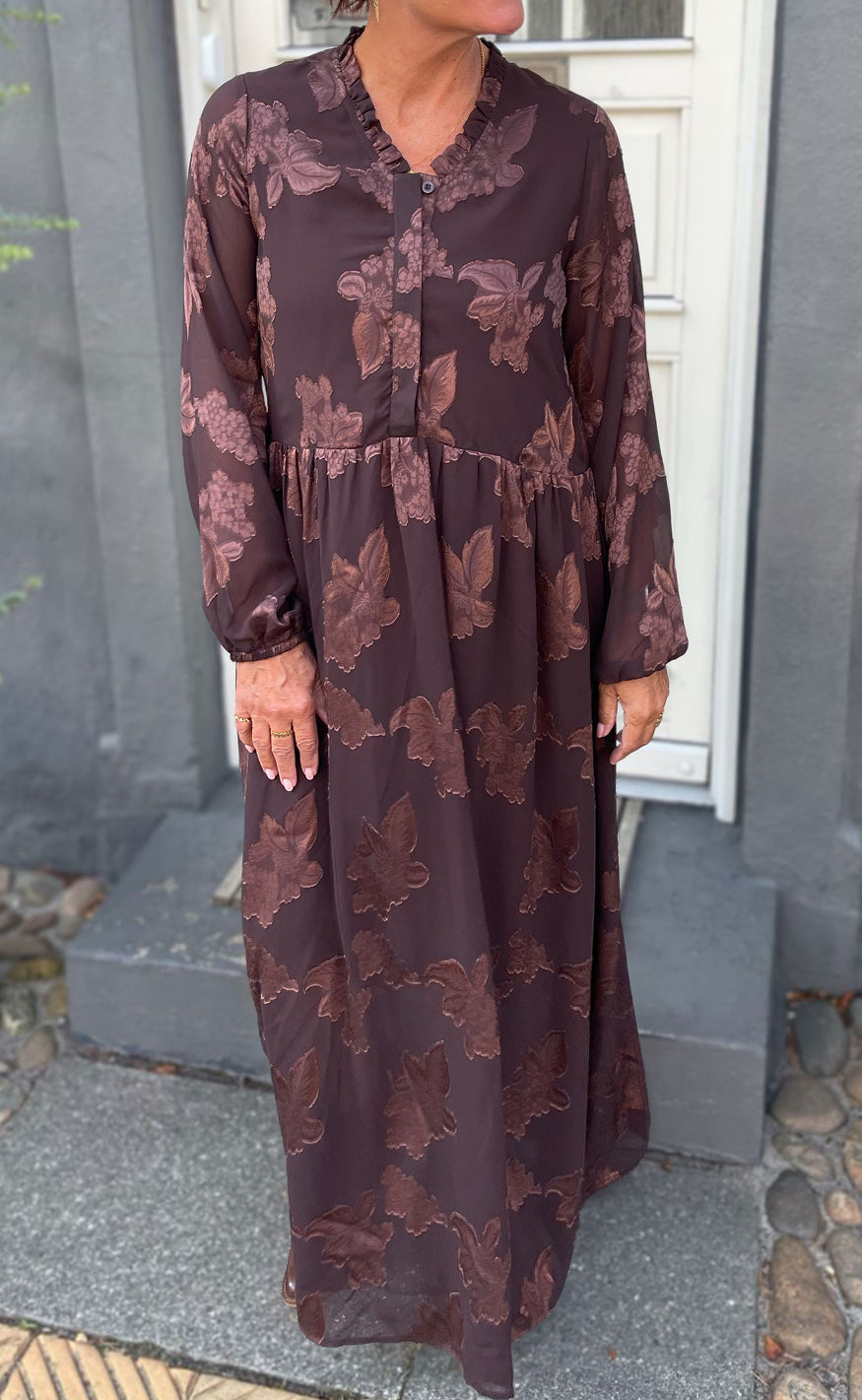 Say INA Copenhagen Kjole - Luna Long - Brown Flowers