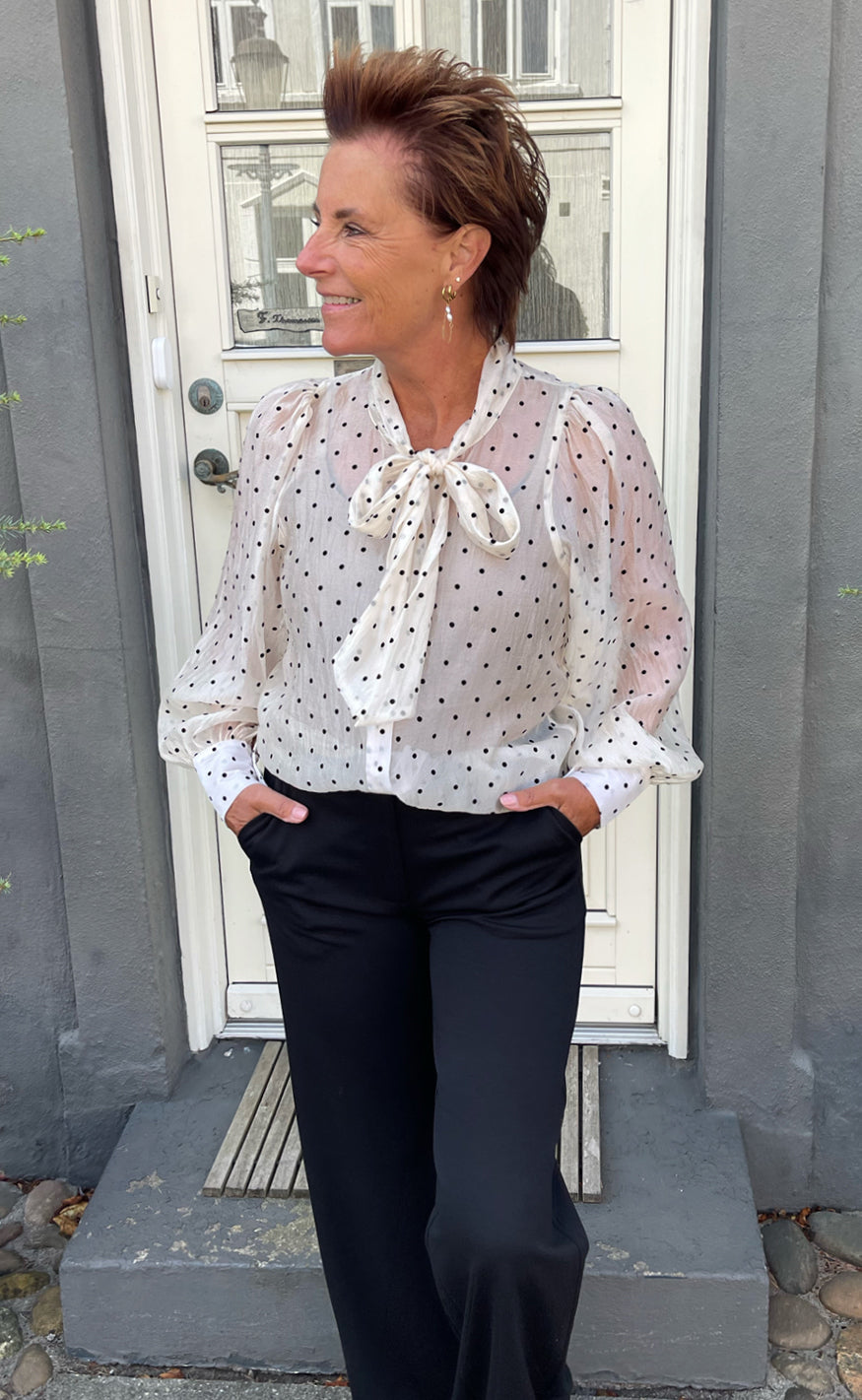 Say INA Copenhagen Skjorte - Nanna - Beige w. Black Dots