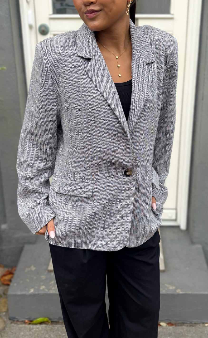 Say INA Copenhagen Blazer - Agnes Tweed - Light Brown Checkered