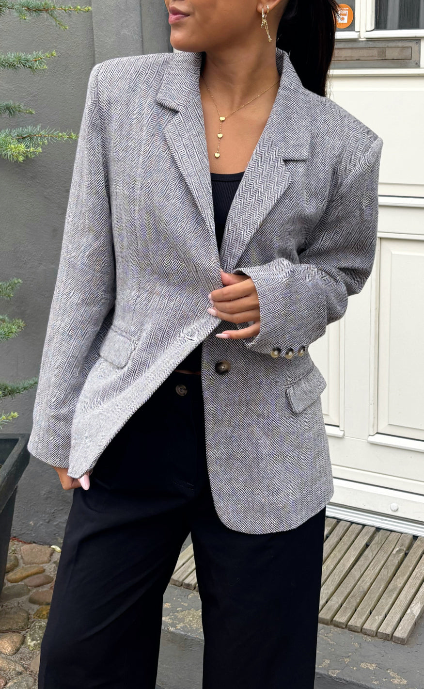 Say INA Copenhagen Blazer - Agnes Tweed - Light Brown Checkered