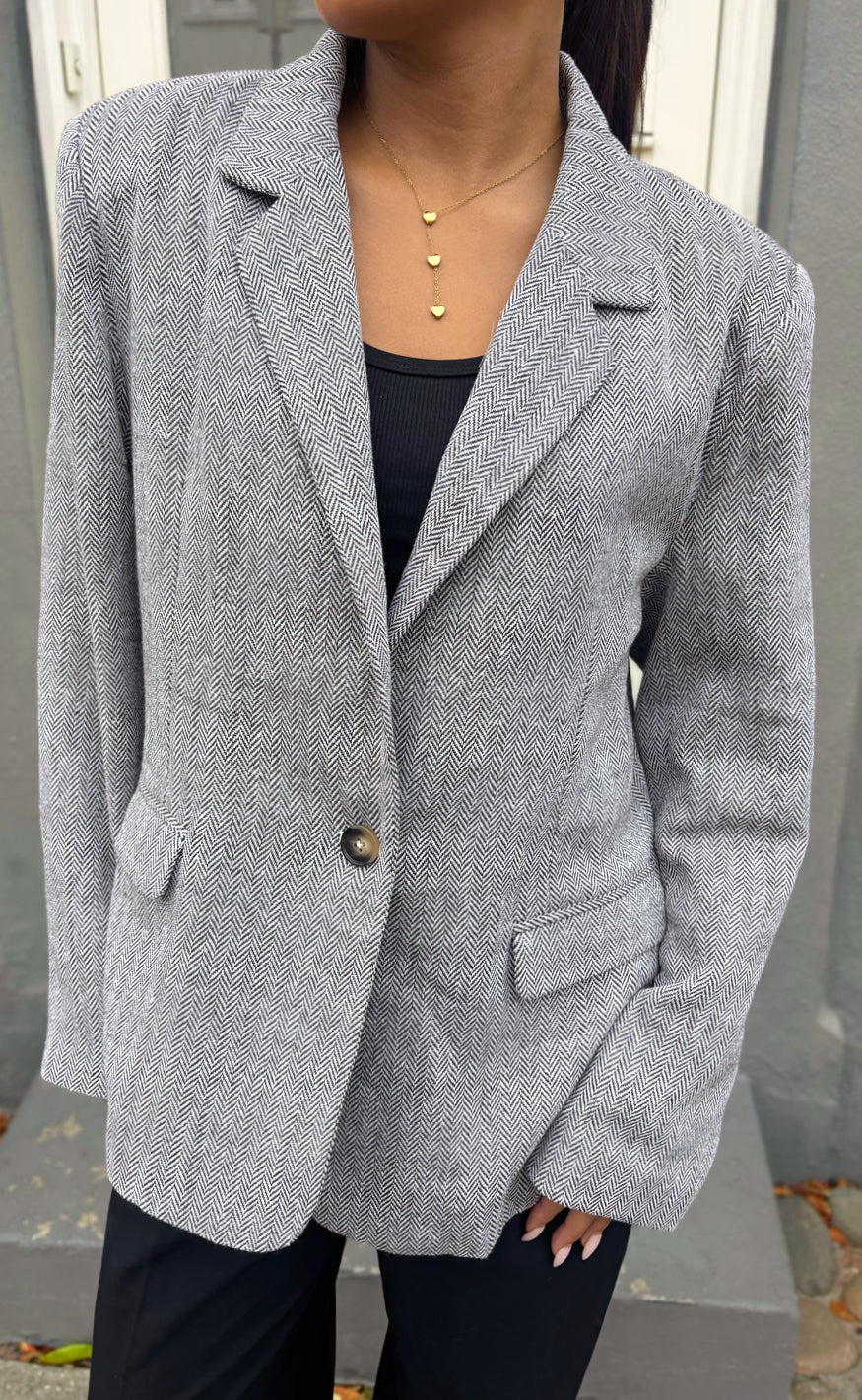 Say INA Copenhagen Blazer - Agnes Tweed - Light Brown Checkered
