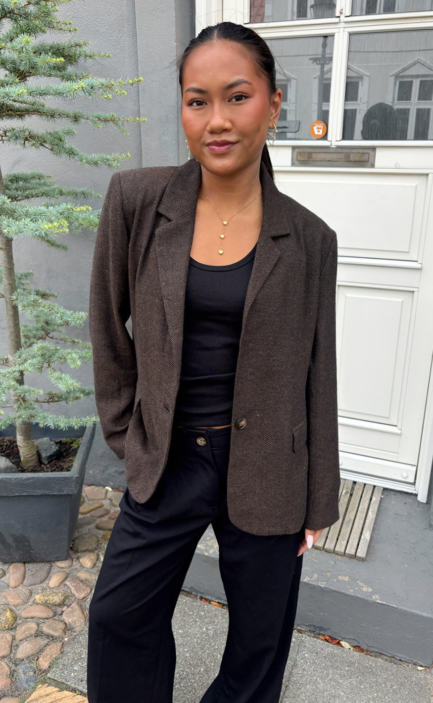 Say INA Copenhagen Blazer - Agnes Tweed - Dark Brown Tweed