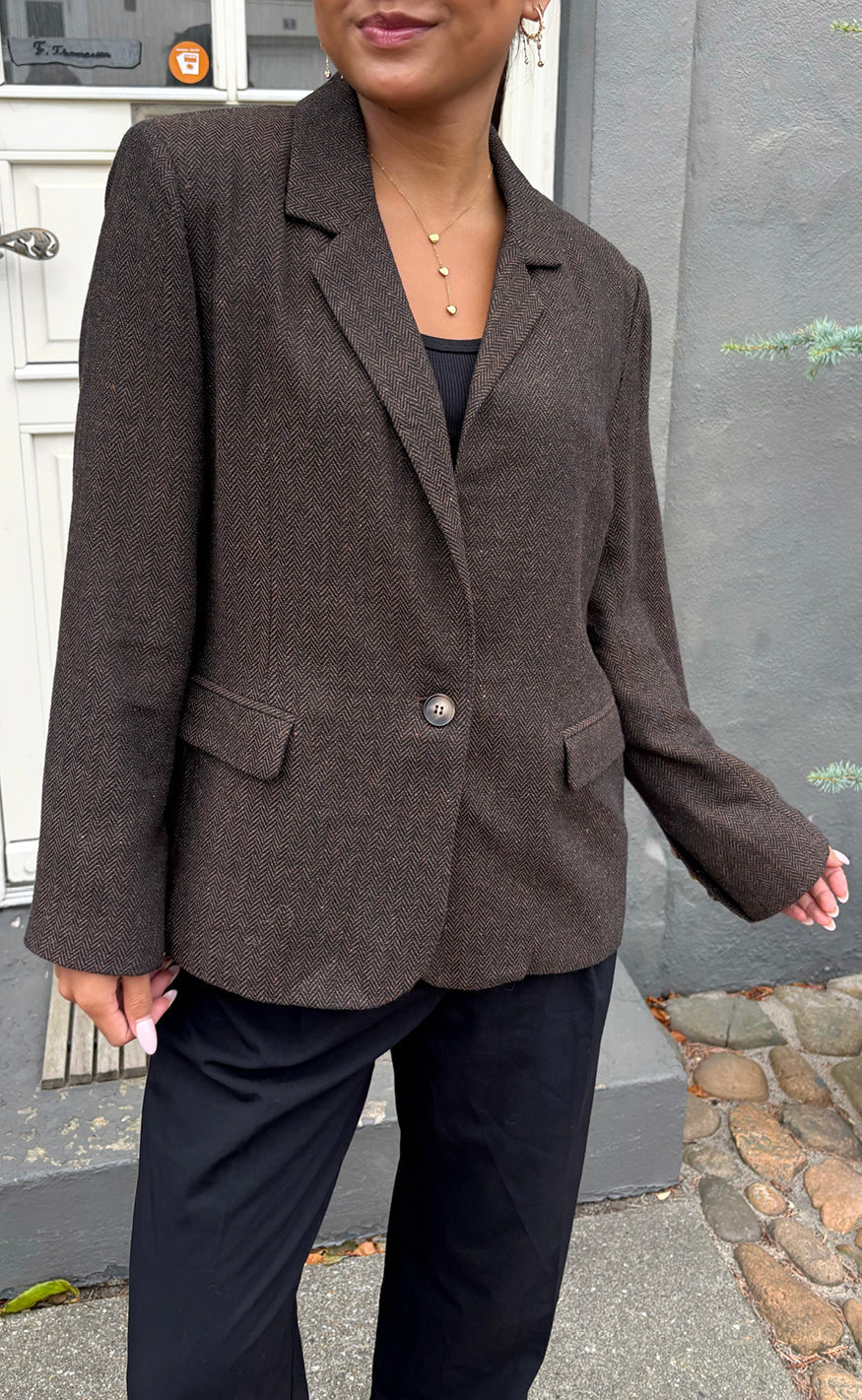 Say INA Copenhagen Blazer - Agnes Tweed - Dark Brown Tweed