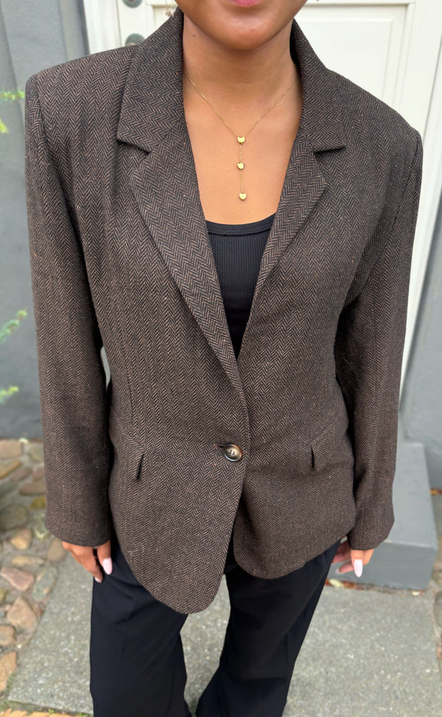 Say INA Copenhagen Blazer - Agnes Tweed - Dark Brown Tweed