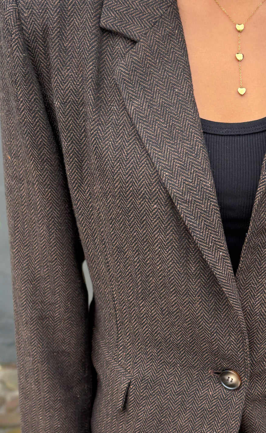 Say INA Copenhagen Blazer - Agnes Tweed - Dark Brown Tweed