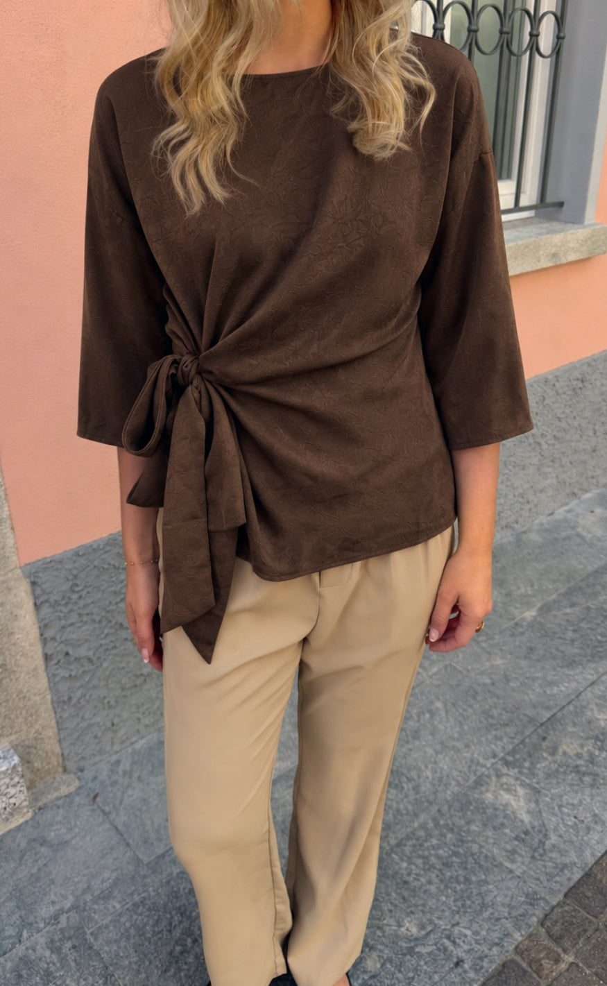 Say INA Copenhagen Bluse - Alina Tie - Dark Brown