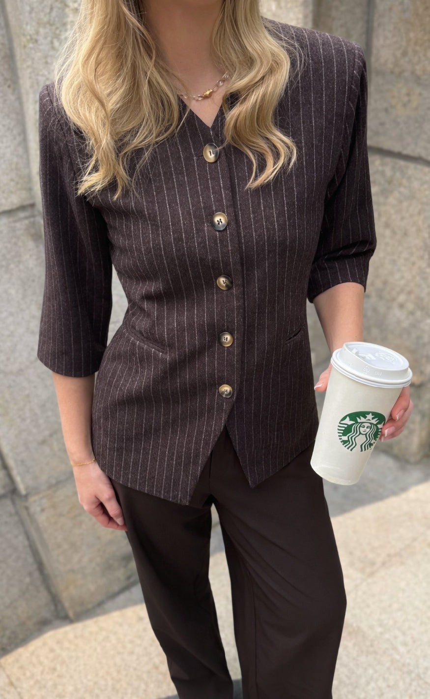 Say INA Copenhagen Blazer - Bella Fitted - Brown Striped