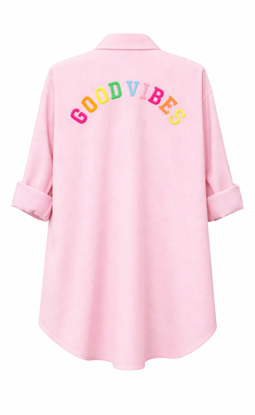 Say INA Copenhagen Skjorte - Good Vibes - Pink Striped