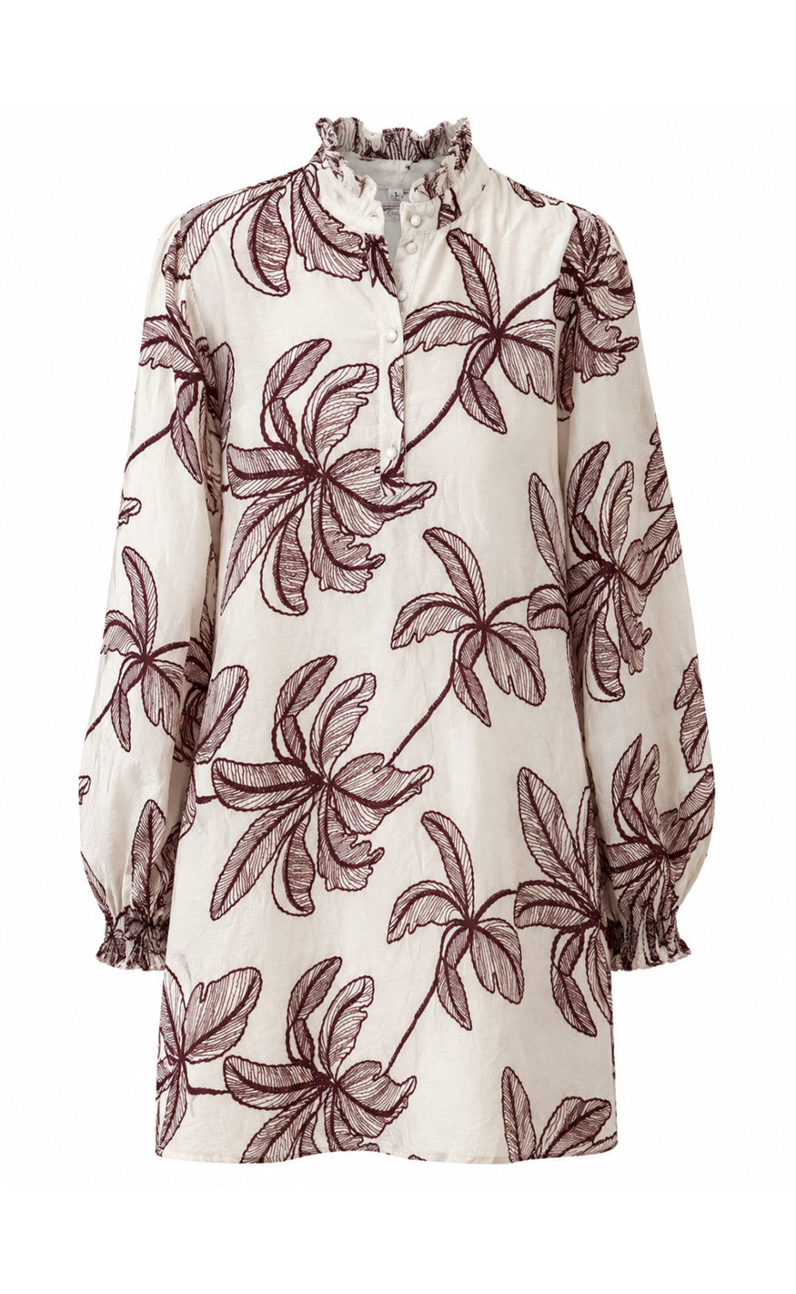 Say INA Copenhagen Kjole - Augusta - White W. Red Embroidery