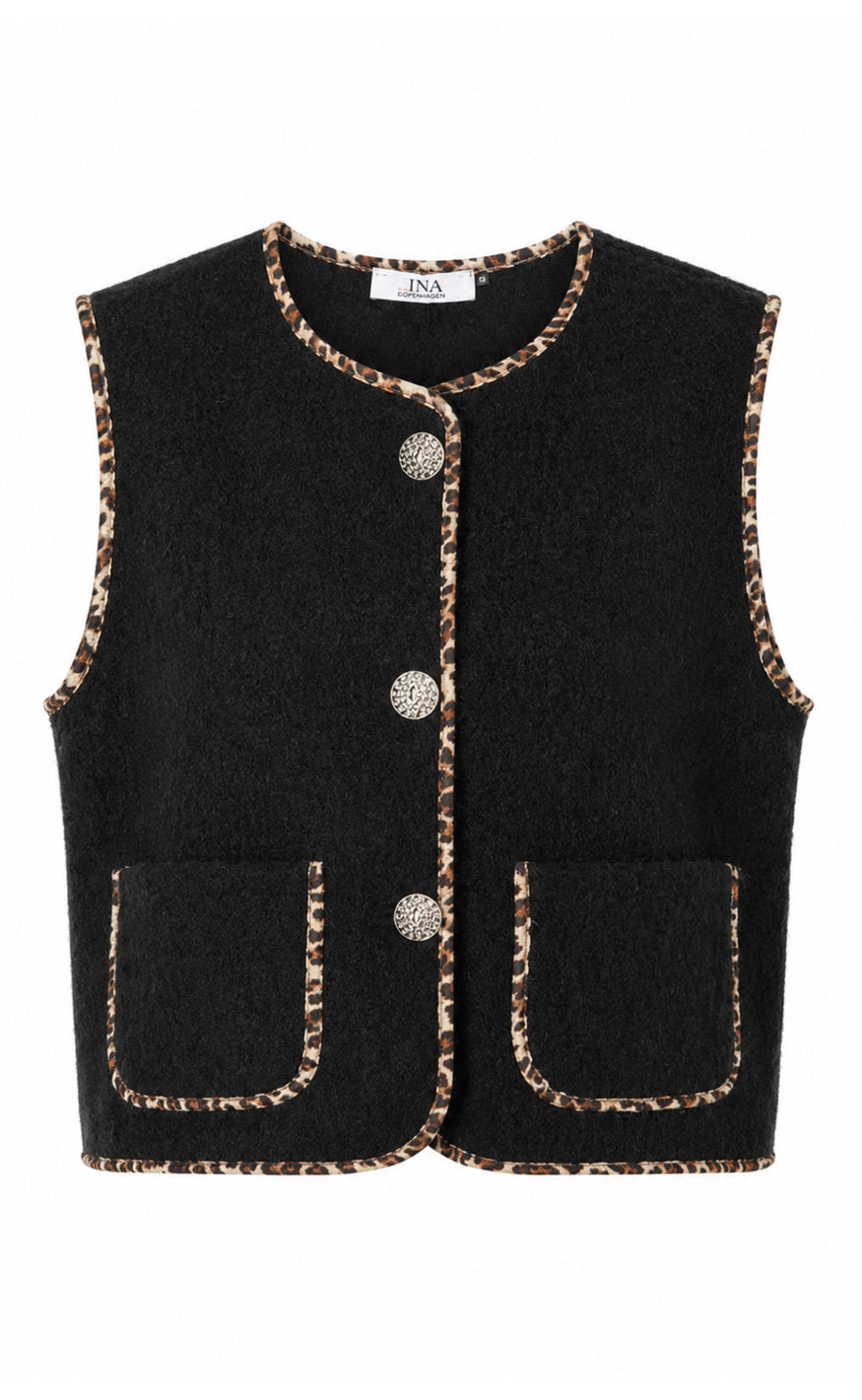 Say INA Copenhagen Vest - Ellinora - Black W. Leopard