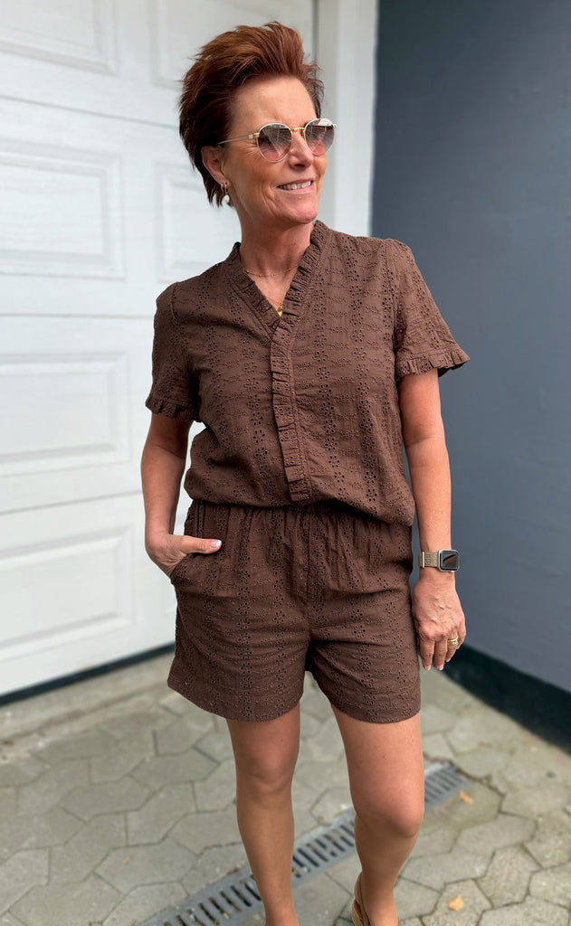 INA Copenhagen Shorts - Catja - Mocca Broderie Anglaise