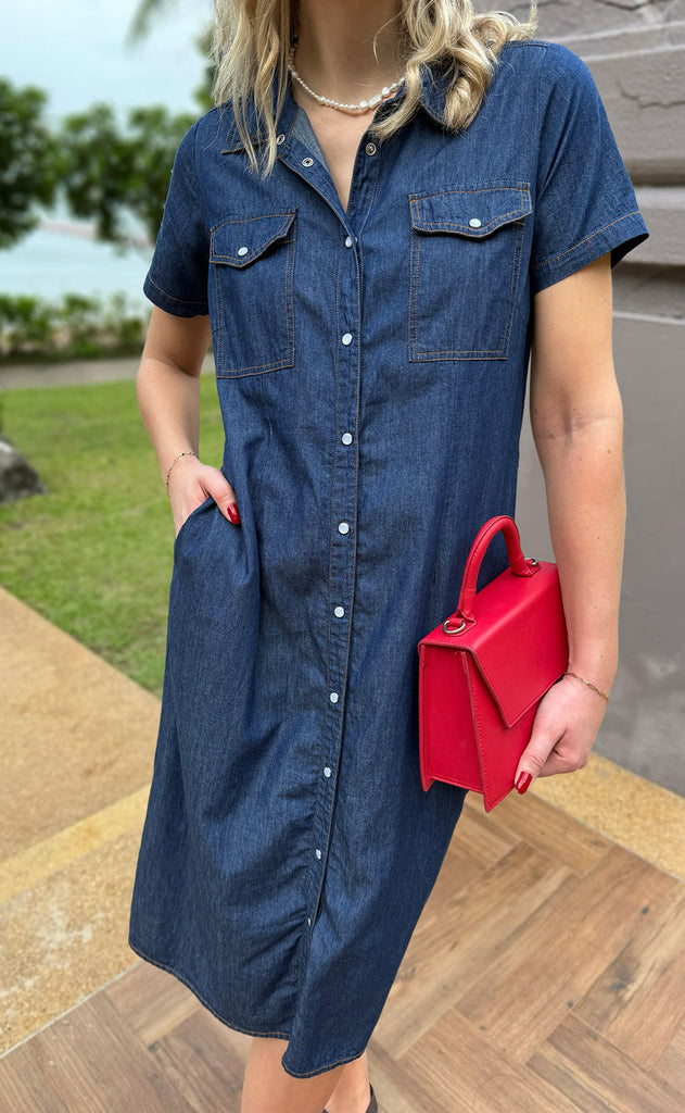 INA Copenhagen Kjole - Detia Summer - Denim Blue