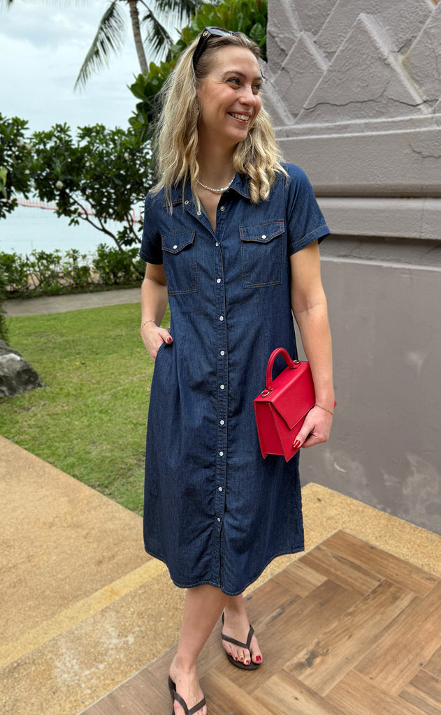 INA Copenhagen Kjole - Detia Summer - Denim Blue