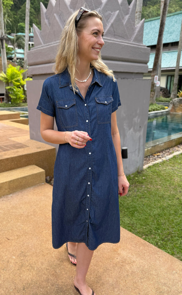 INA Copenhagen Kjole - Detia Summer - Denim Blue