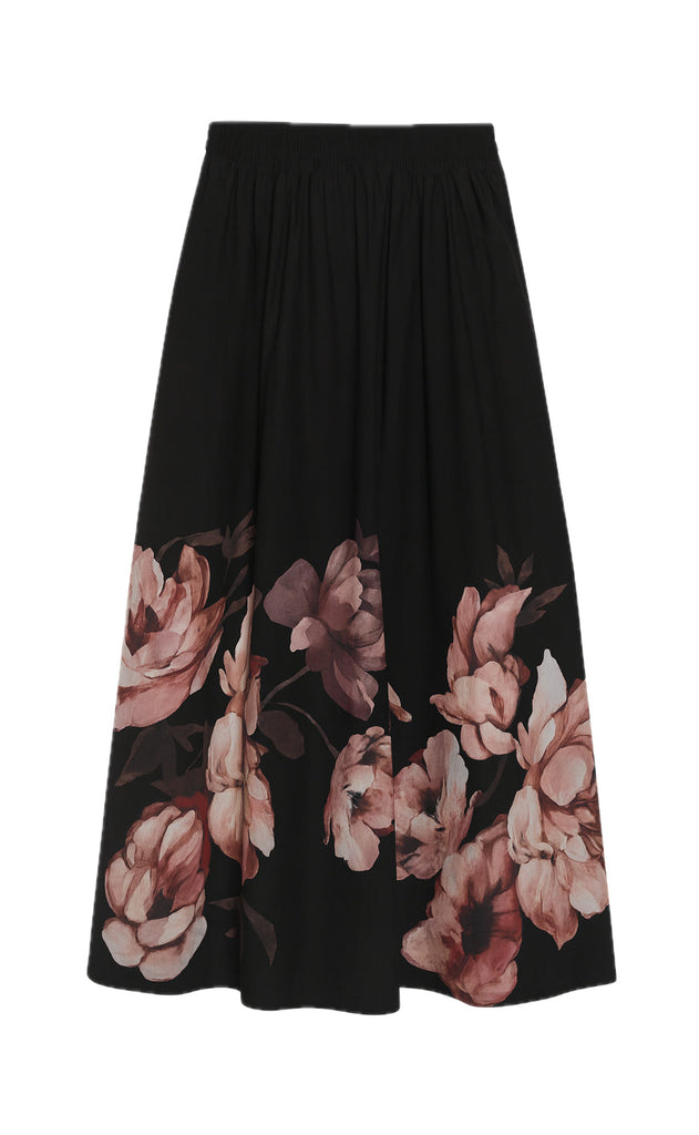 Say INA Copenhagen Skjørt - Vivia - Black W. Rose Flowers