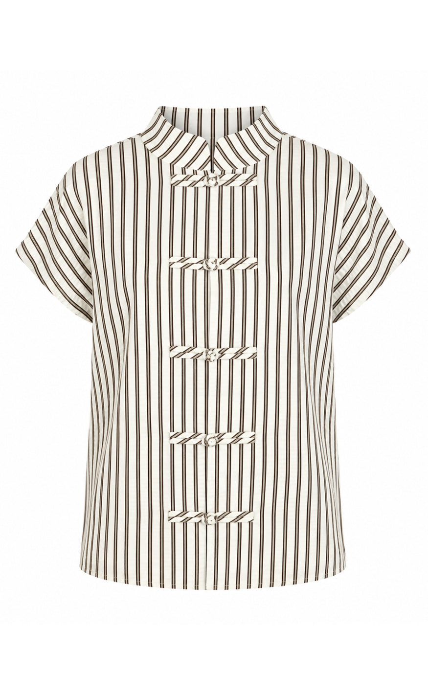 Say INA Copenhagen Topp - Louise - White / Brown Striped