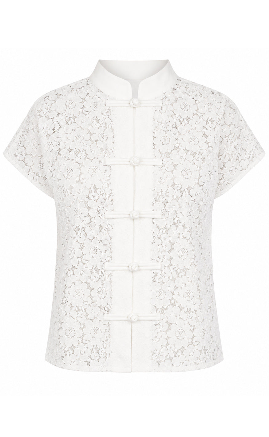 Say INA Copenhagen Topp - Louise Lace - White