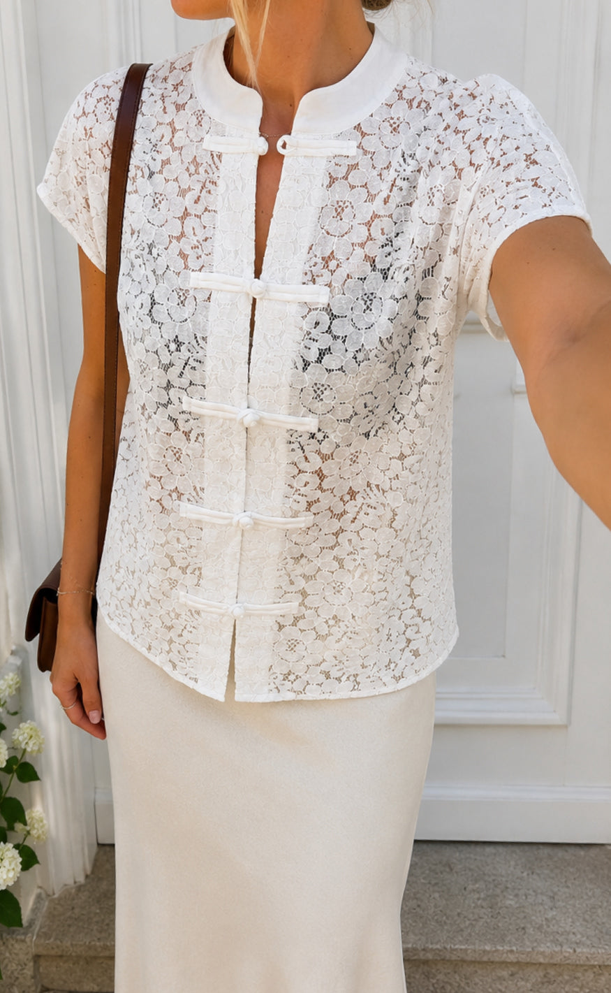 Say INA Copenhagen Topp - Louise Lace - White