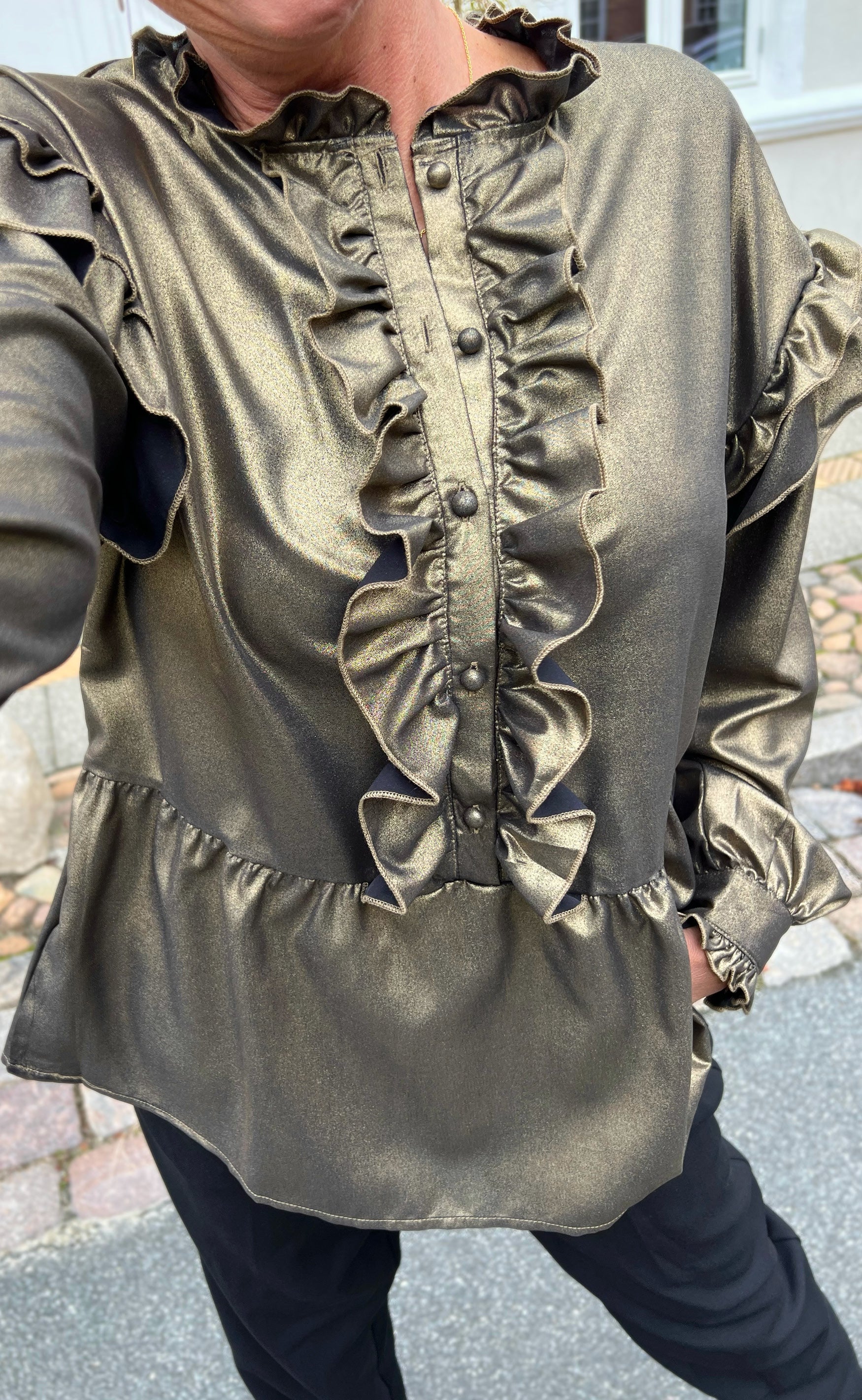 INA Copenhagen Bluse - Frida - Black W. Gold Glitter