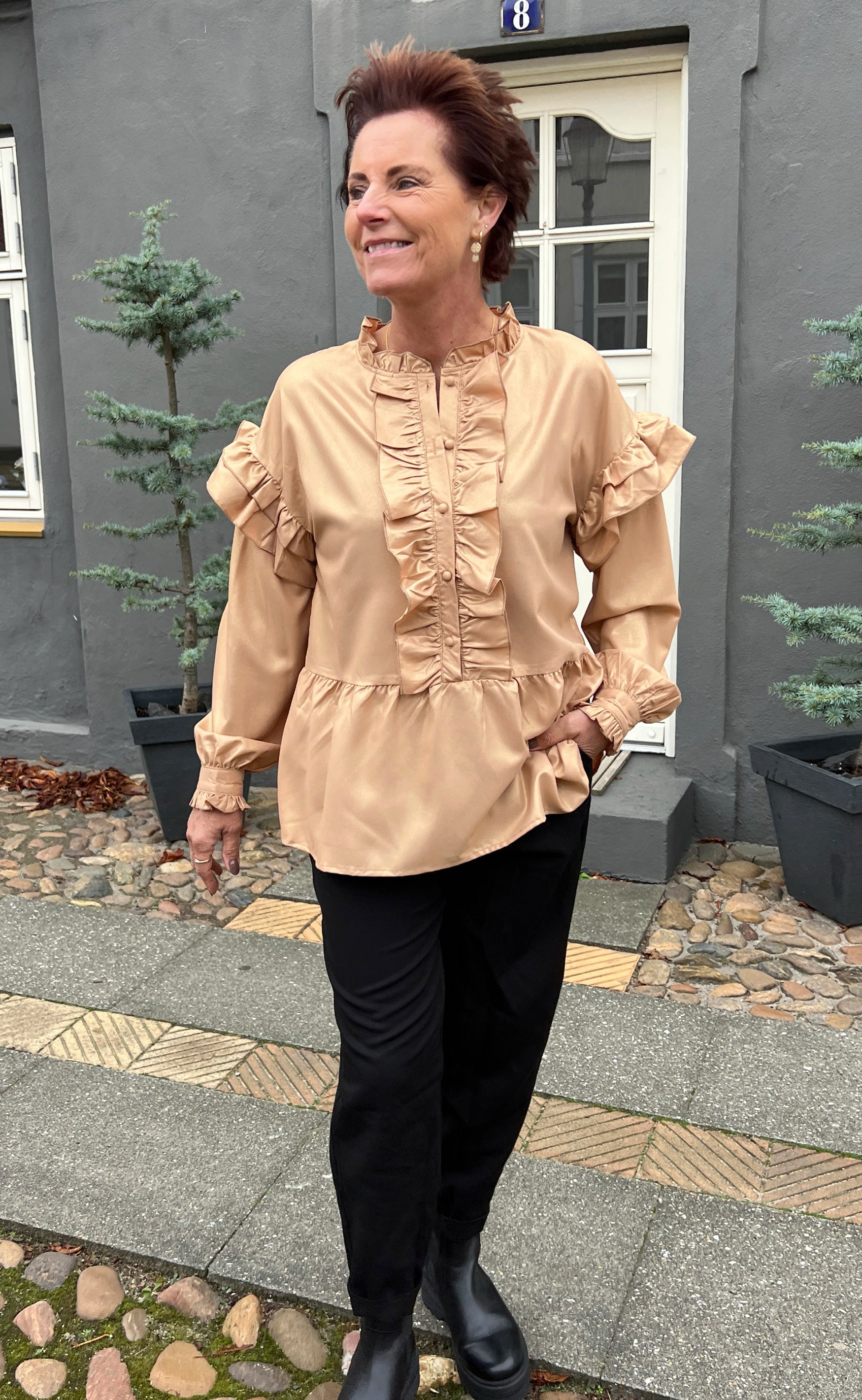INA Copenhagen Bluse - Frida - Beige W. Gold Glitter