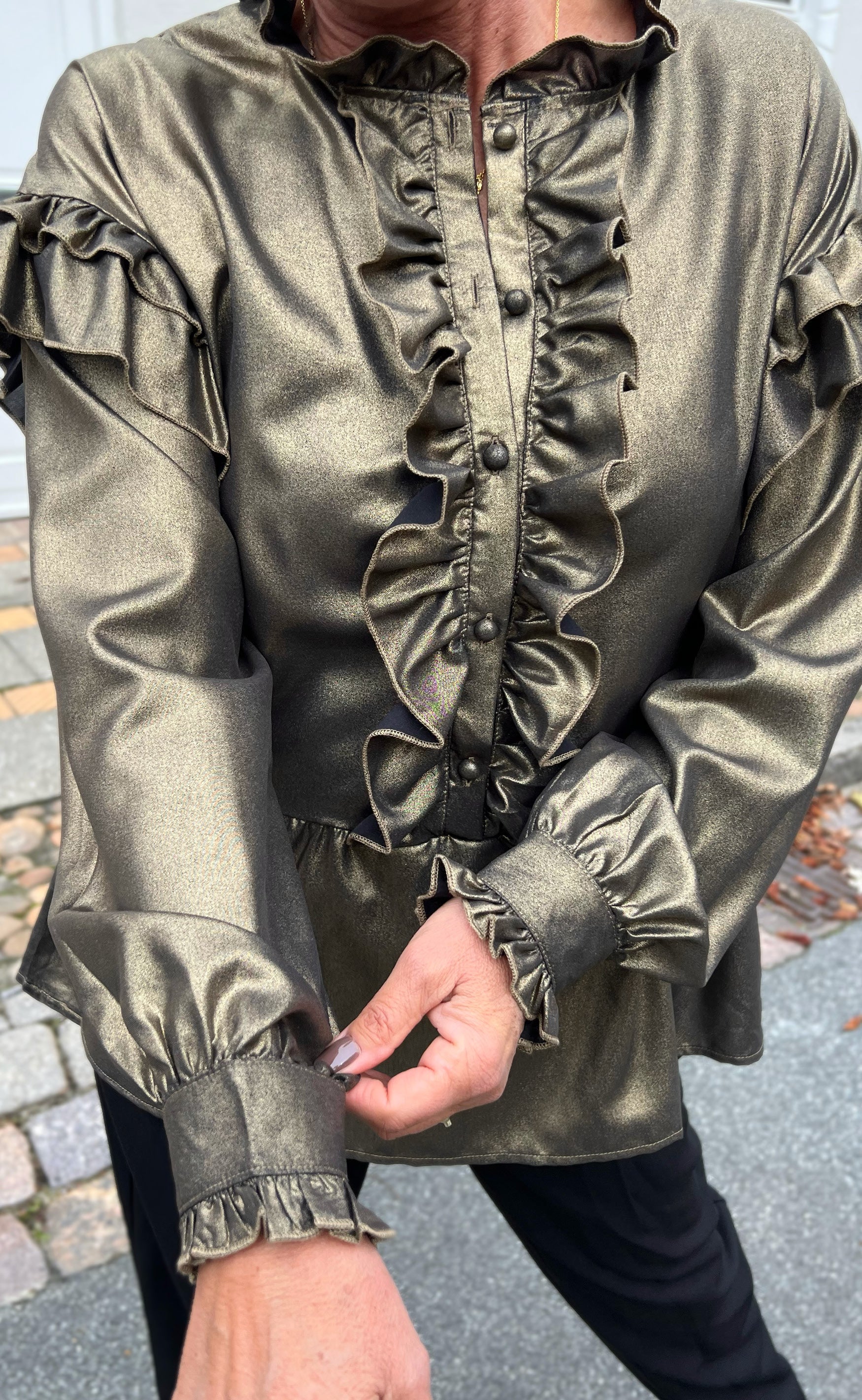 INA Copenhagen Bluse - Frida - Black W. Gold Glitter