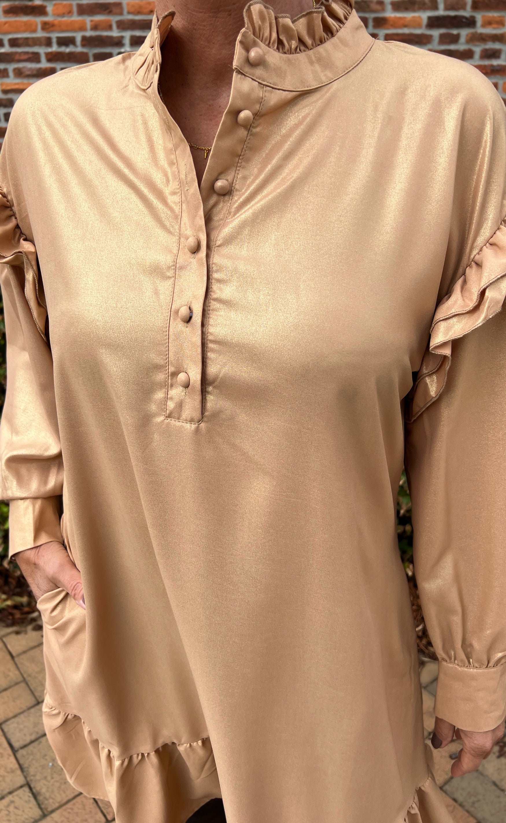 INA Copenhagen Kjole - Lisa - Beige W. Gold Glitter