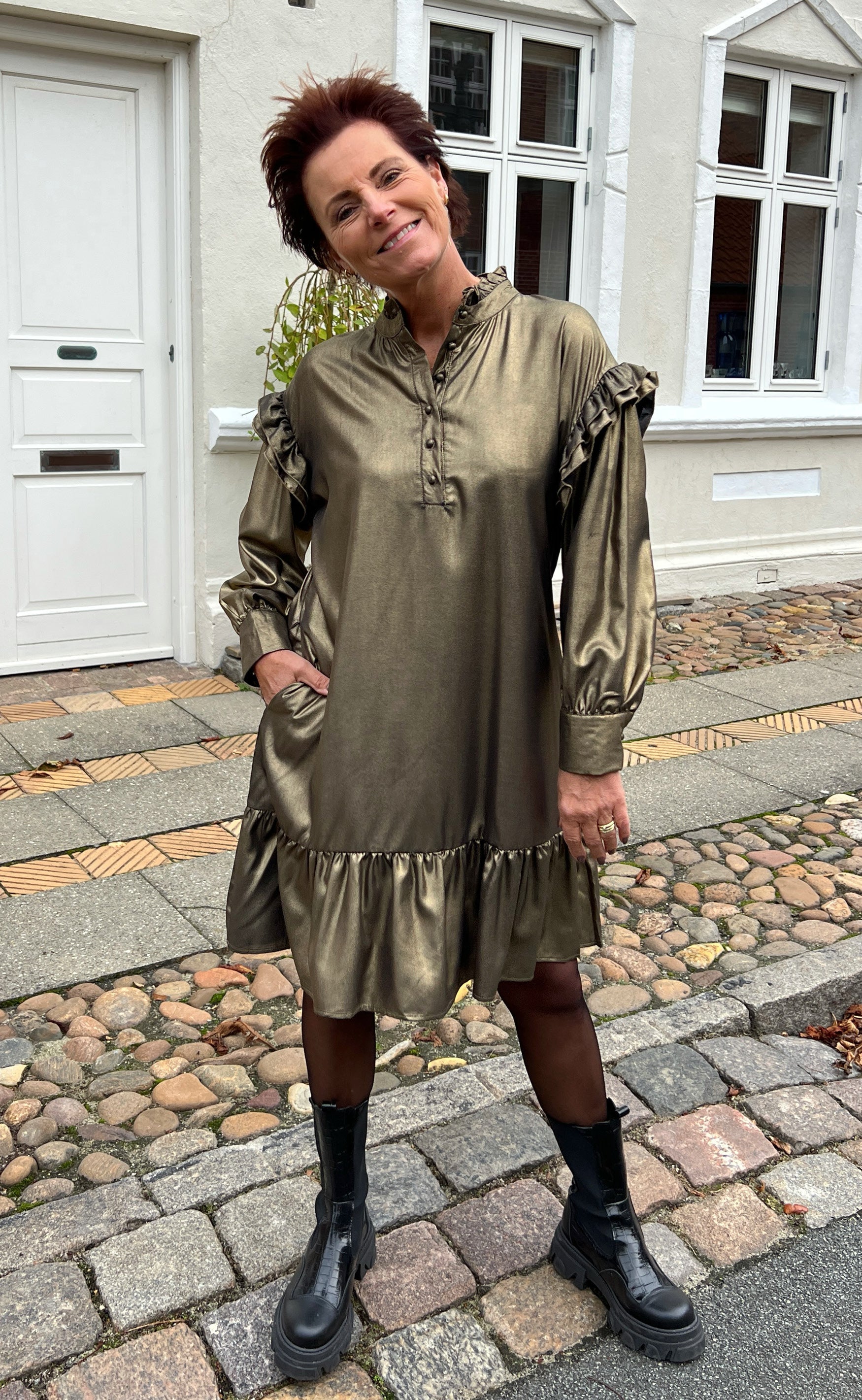 INA Copenhagen Kjole - Lisa - Black W. Gold Glitter