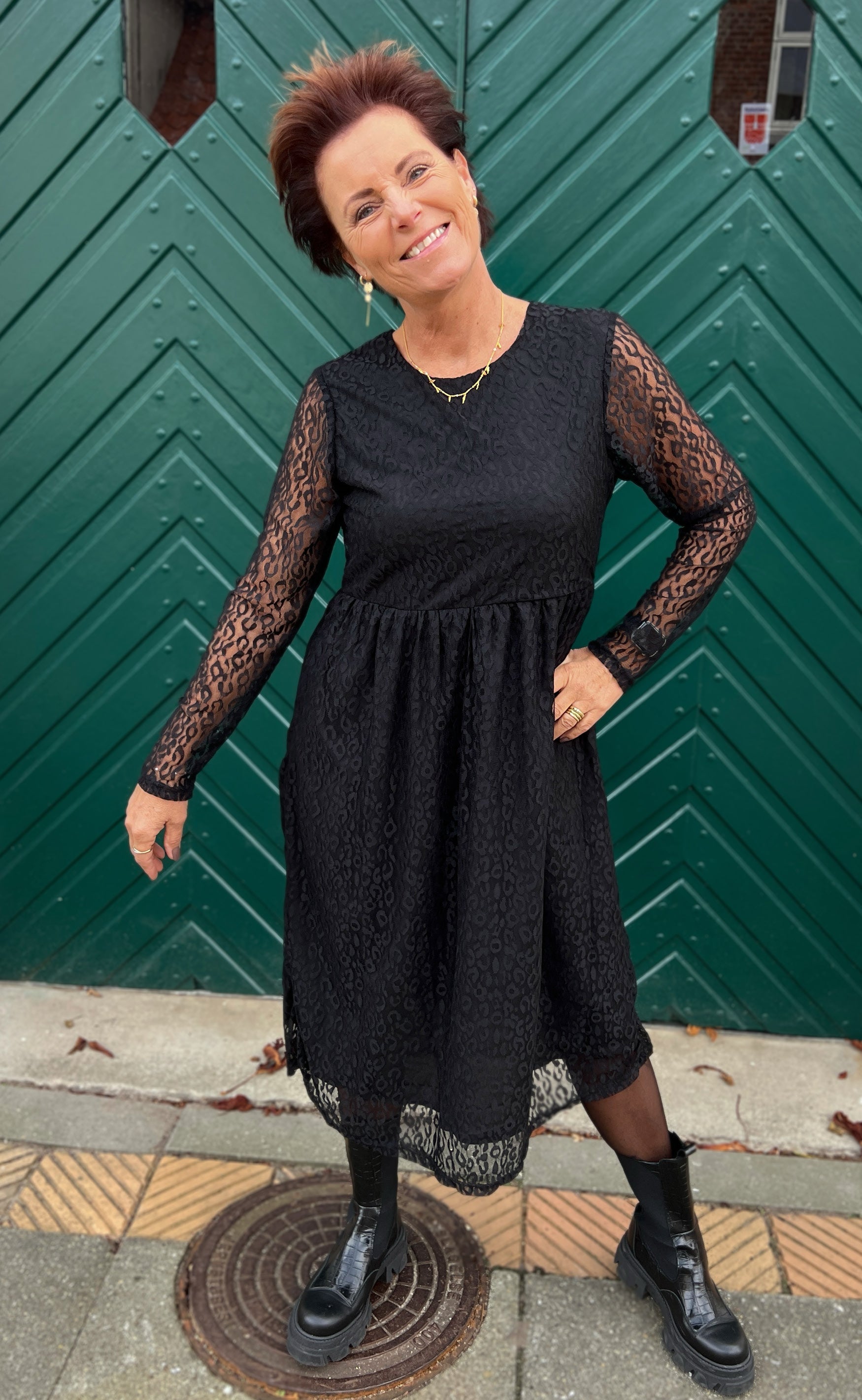 INA Copenhagen Kjole - Liva - Black Leopard Lace
