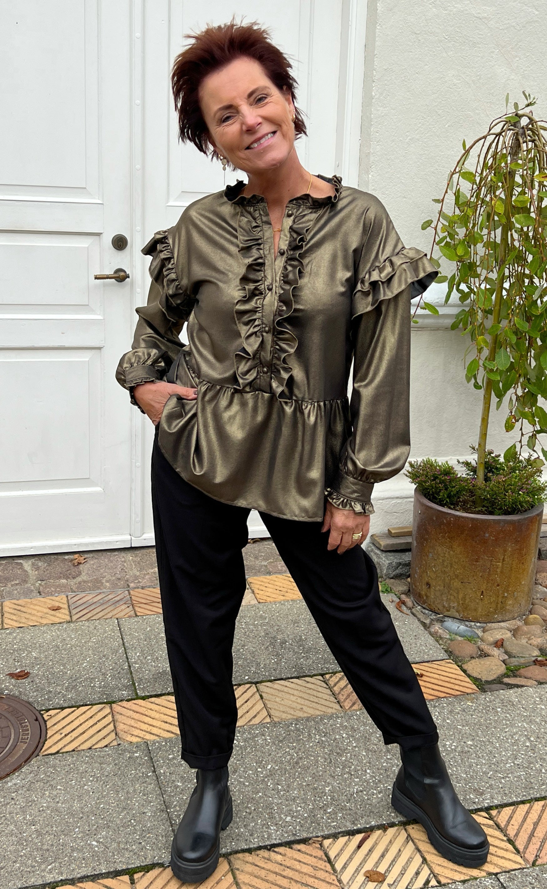 INA Copenhagen Bluse - Frida - Black W. Gold Glitter
