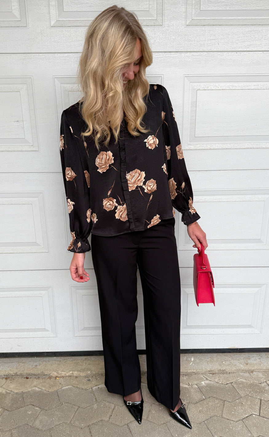 Say INA Copenhagen Bluse - Catja - Black W. Roses