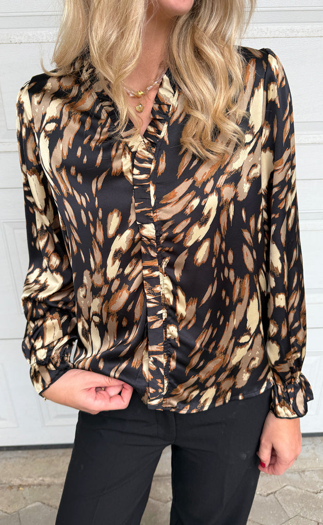Say INA Copenhagen Bluse - Catja - Black/Brown Print